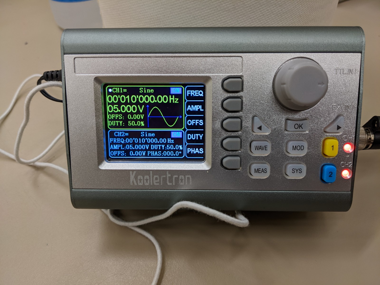 The Function generator with default settings